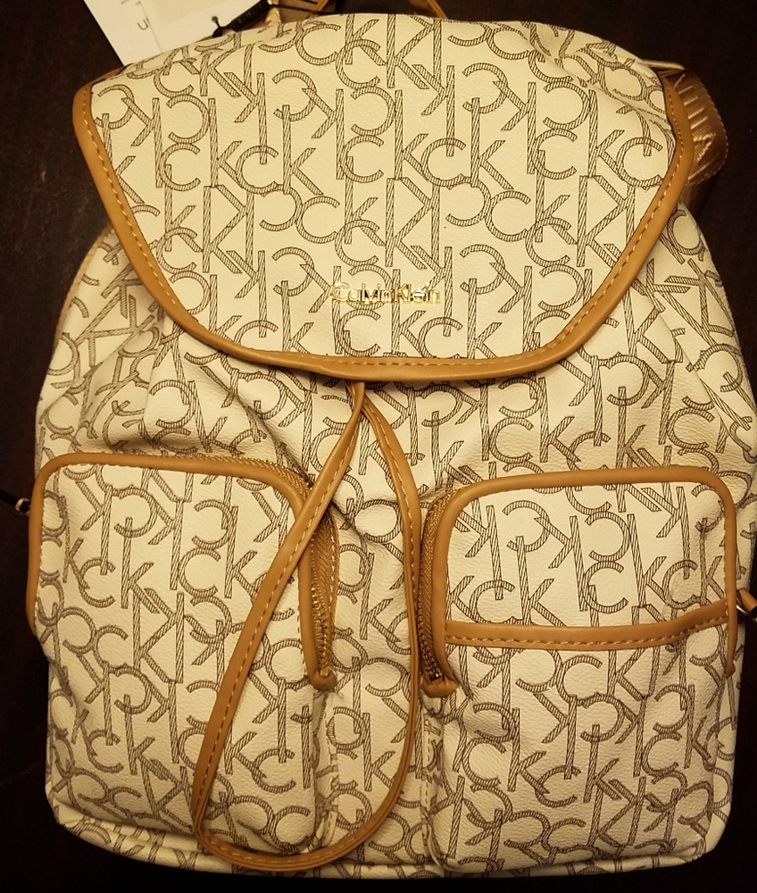 NWT Rare Calvin Klein White&Tan backpack MSRP:$260